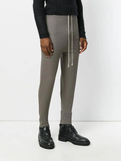Shop Rick Owens Drop Crotch Knitted Track Pants - Grey