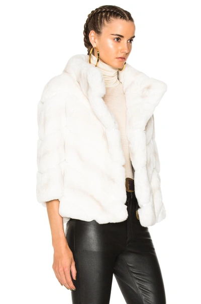 Shop Yves Salomon Rex Quarter Sleeve Jacket In Neutrals,white