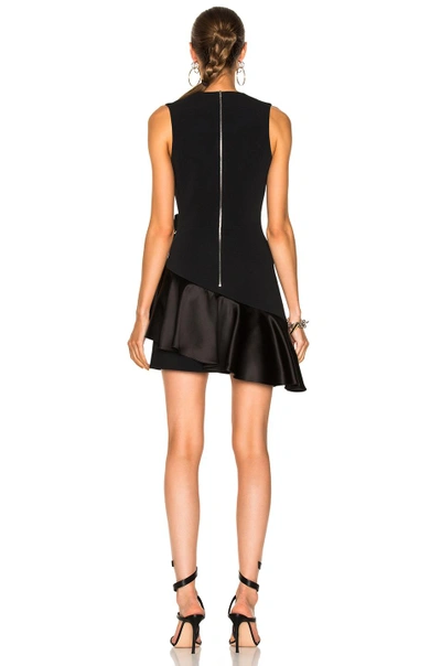 Shop David Koma V-neck Overlap Asymmetric Ruffle Hem Dress In Black