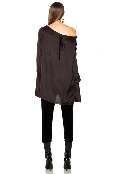 Shop Ann Demeulemeester Off The Shoulder Blouse In Brown