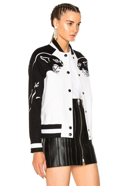 Shop Valentino Printed Sleeve Bomber Jacket In Ivory & Black