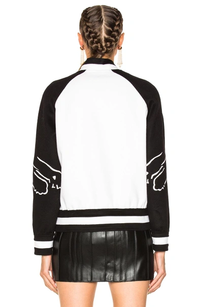 Shop Valentino Printed Sleeve Bomber Jacket In Ivory & Black