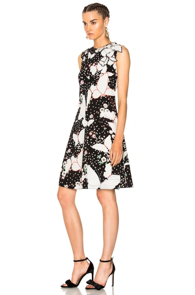 Shop Valentino Butterfly Print Crepe De Chine Sleeveless Dress In Abstract,black,floral