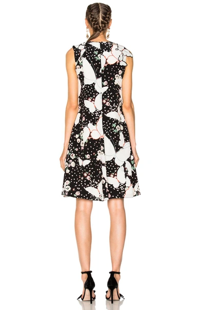 Shop Valentino Butterfly Print Crepe De Chine Sleeveless Dress In Abstract,black,floral