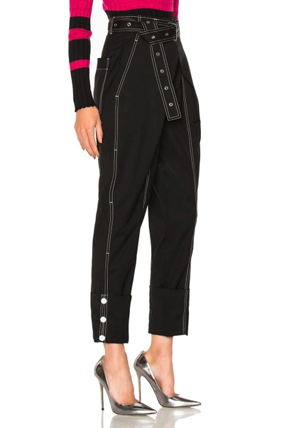Shop Proenza Schouler Lightweight Wool Suiting Cuffed Straight Pant In Black
