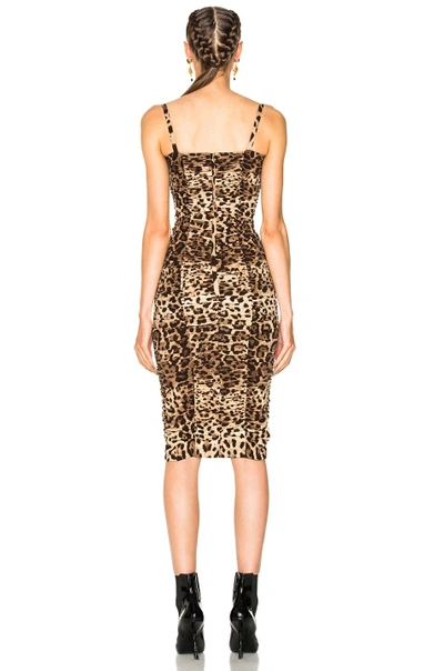 Shop Dolce & Gabbana Printed Ruched Tank Dress In Animal Print,brown,neutrals