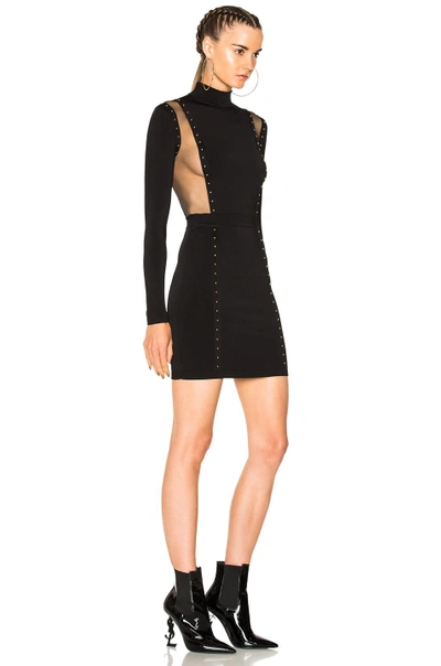 Shop Balmain Studded Mini Dress In Black