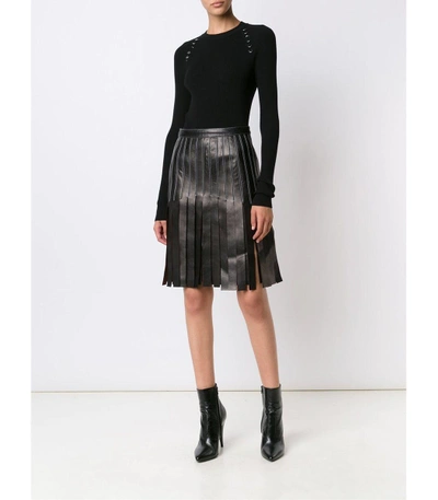 Shop Mugler Black Strappy A-line Skirt