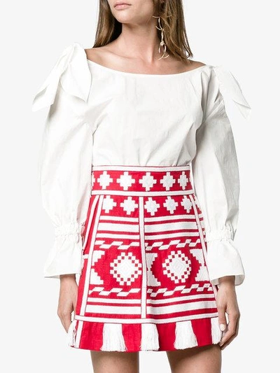 Shop Vita Kin Croatia Embroidered Mini Skirt In Red