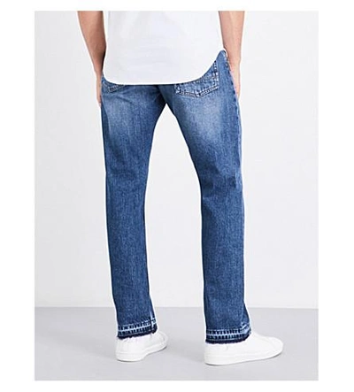 Shop Alexander Mcqueen Embroidered-detail Regular-fit Straight Jeans In Blue Stonewashed