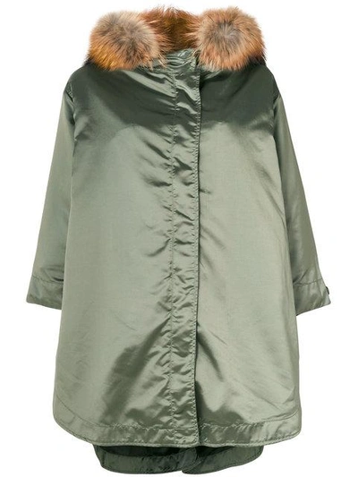 Shop As65 Fur Trim Coat In Green