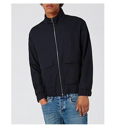 Topman Zip-up Woven Jacket In Dark Blue