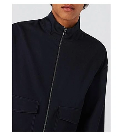 Shop Topman Zip-up Woven Jacket In Dark Blue