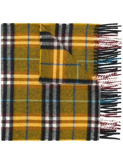 Shop Burberry Check Cashmere Scarf - Yellow
