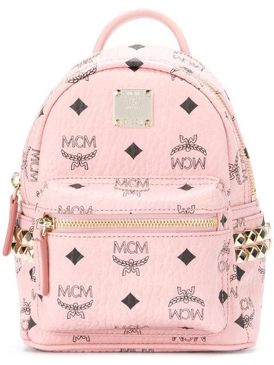 Mcm 'x-mini Stark Side Stud' Convertible Backpack In Pink