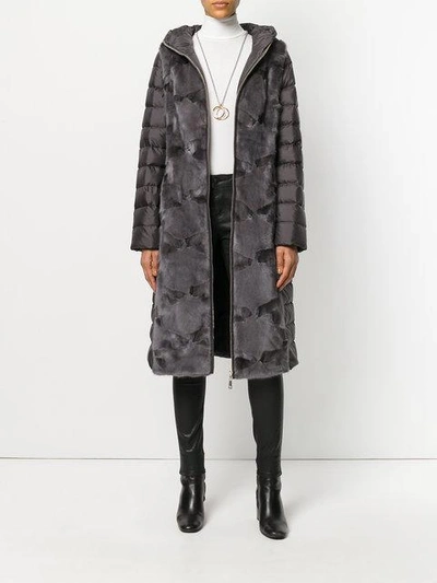Shop Liska Fur Detail Coat - Grey