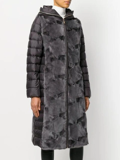 Shop Liska Fur Detail Coat - Grey