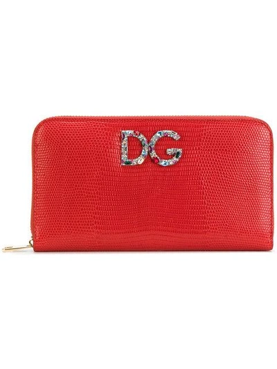 Shop Dolce & Gabbana Logo Zip Around Wallet - Red