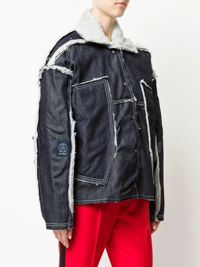 Shop Lærke Andersen Lazy Tech Denim Jacket In Blue