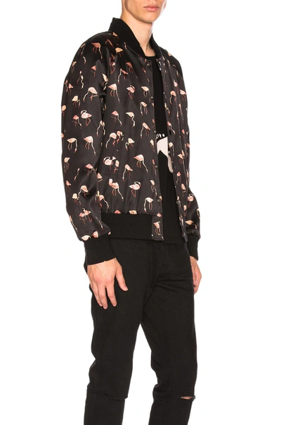 Shop Saint Laurent Flamingo Bomber Jacket In Abstract,black