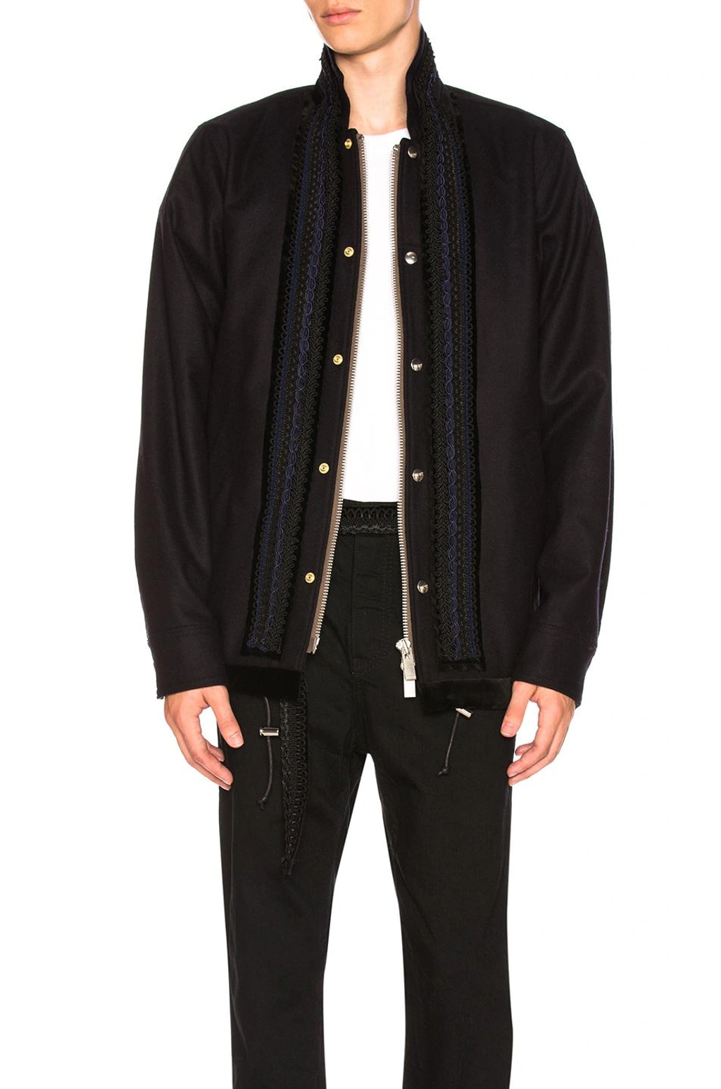 Sacai Melton Jacket In Navy | ModeSens