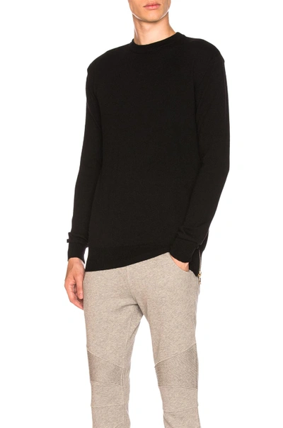 Shop Balmain Side Zip Crewneck In Black