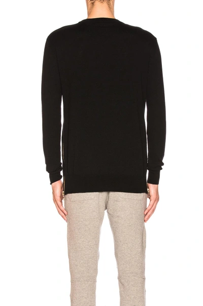 Shop Balmain Side Zip Crewneck In Black