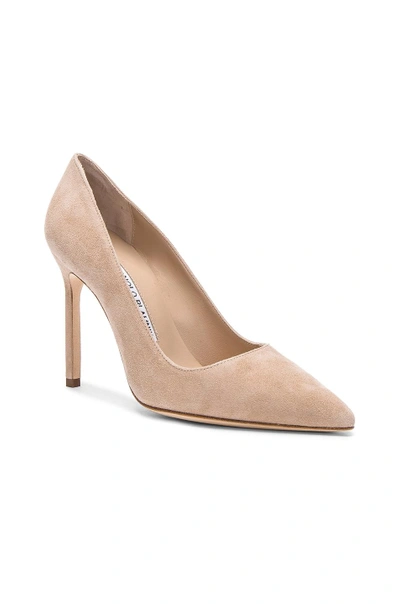 Manolo Blahnik Bb 105 Suede Pumps In Nude Suede