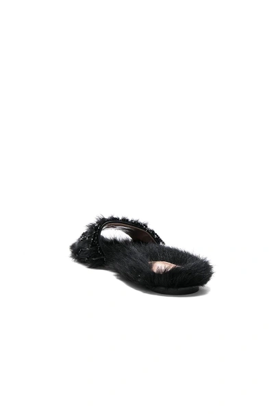 Shop Alberta Ferretti Sheep Fur Mules In Black