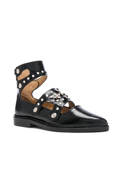Shop Toga Cut Out Leather Boots In Black Polido