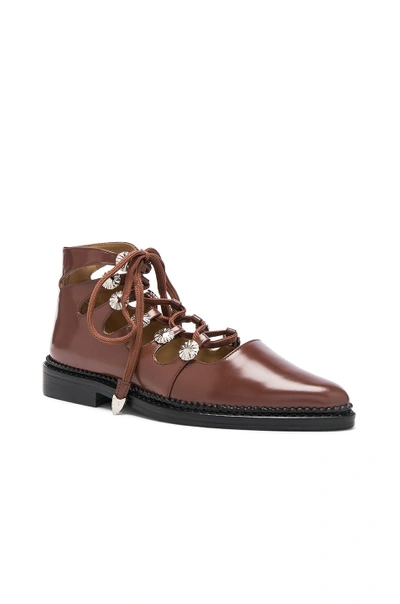 Shop Toga Pulla Lace Up Leather Boots In Brown