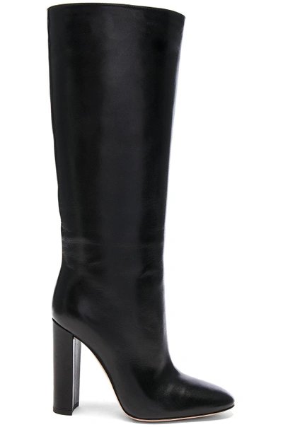 Shop Gianvito Rossi Leather Laura Knee High Boots In Black