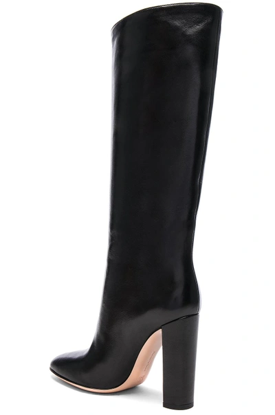 Shop Gianvito Rossi Leather Laura Knee High Boots In Black