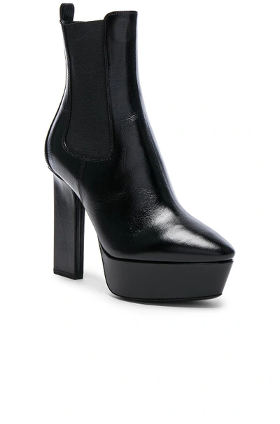 Shop Saint Laurent Leather Vika Platform Boots In Black