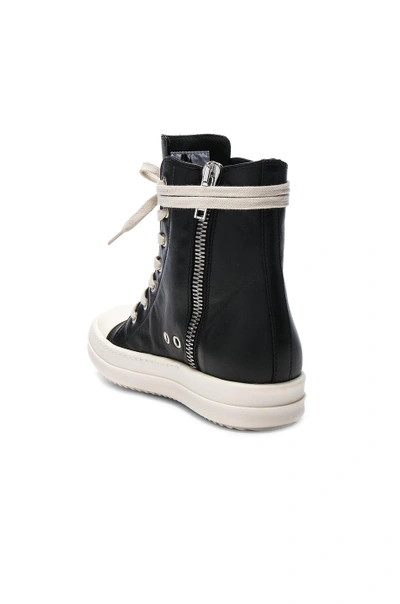 Shop Rick Owens Leather Sneakers In Black