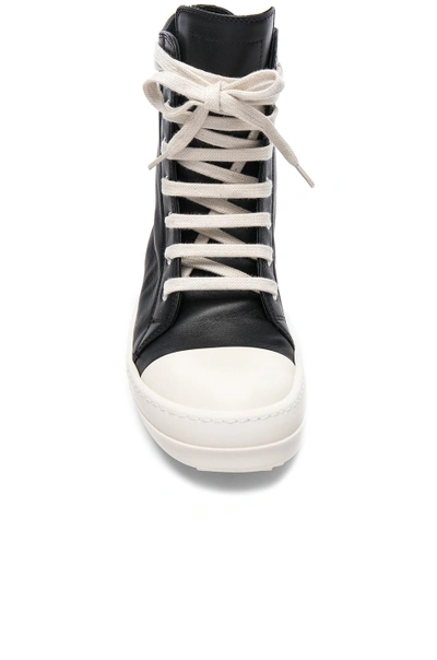 Shop Rick Owens Leather Sneakers In Black