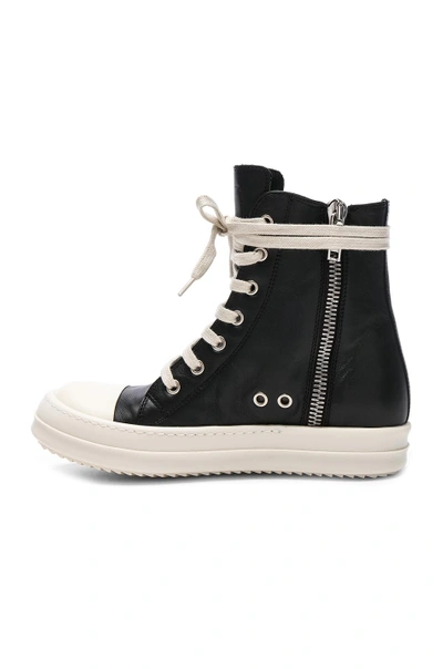 Shop Rick Owens Leather Sneakers In Black