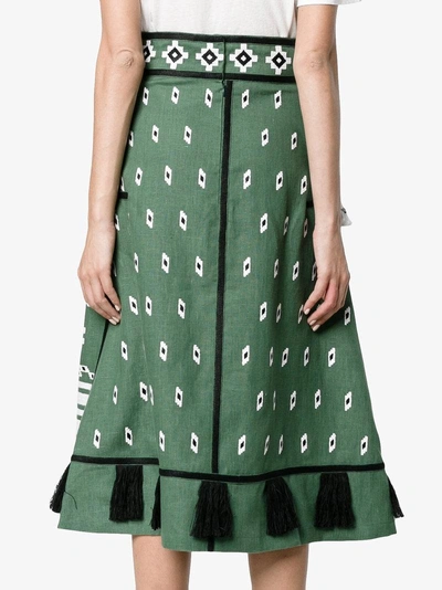 Shop Vita Kin Croatia Embroiderd A-line Skirt In Green
