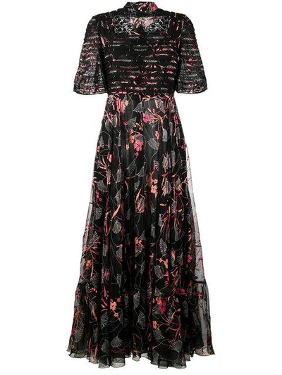 Shop Valentino Floral Print Gown - Black