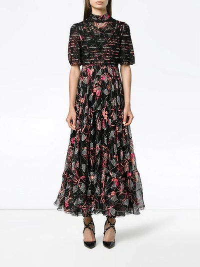 Shop Valentino Floral Print Gown - Black