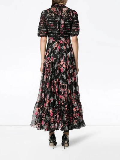 Shop Valentino Floral Print Gown - Black