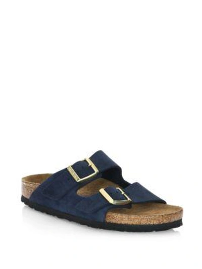 Birkenstock Arizona Suede Slides In Blue