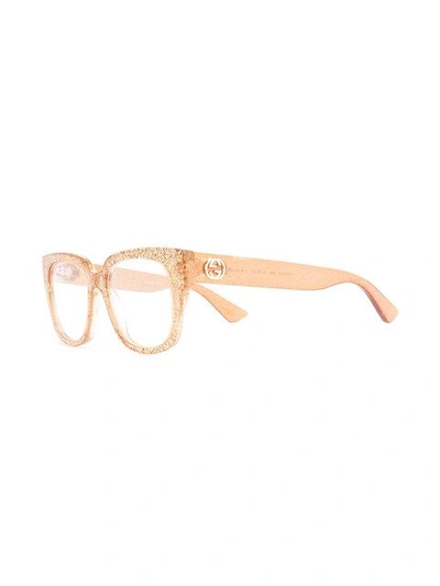 Shop Gucci Transparent Glitter Square Glasses