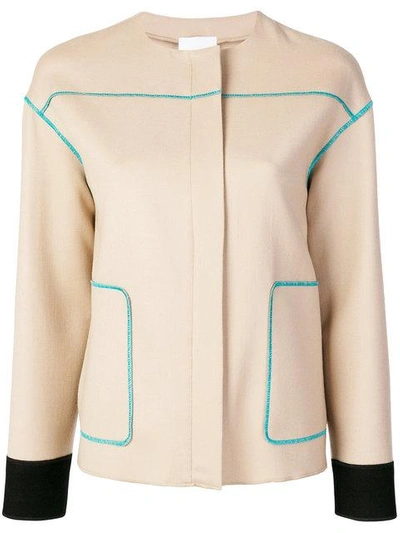 Shop Agnona Contrast Stitch Jacket - Neutrals