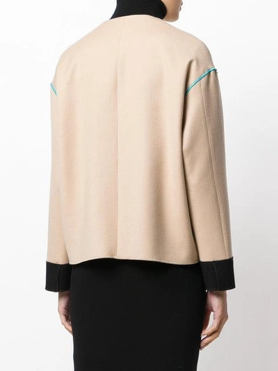 Shop Agnona Contrast Stitch Jacket - Neutrals