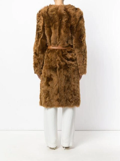 Rochas 웨이스트 벨트 퍼 코트