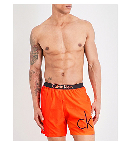 orange calvin klein swim shorts