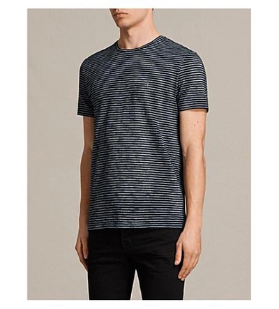 Shop Allsaints Tonic Trid Cotton-jersey T-shirt In Ink Navy/grey