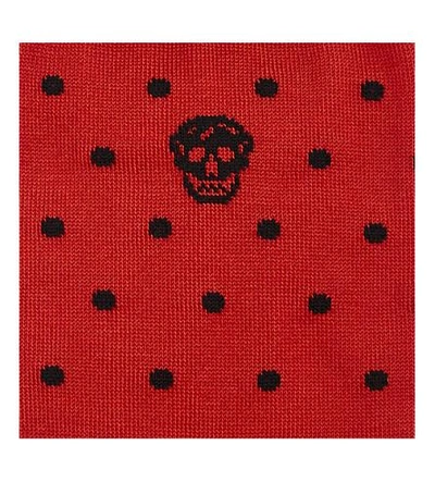 Shop Alexander Mcqueen Skull And Polka-dot Cotton-blend Socks In Red Black