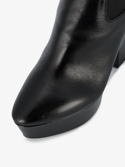 Shop Saint Laurent Black Vika 125 Leather Platform Boots